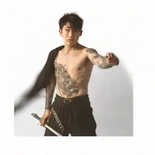 a boy with a sword tattoo design idea