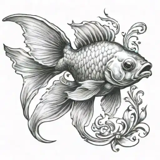 Goldfish pisces tattoo design idea