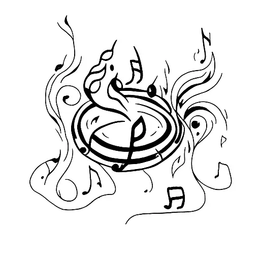 A minimalist tattoo of a chili pepper with music notes as its flames tattoo design idea