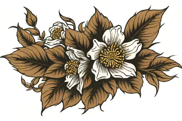 Cherokee Rose with stem wrapped tattoo design idea