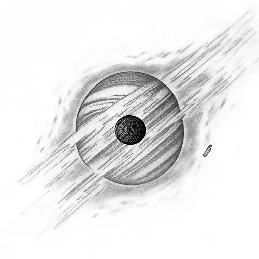 A black-grey tattoo of a binary code forming the shape of a planet with satellites orbiting around it tattoo design idea
