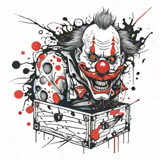 evil clown box tattoo design idea