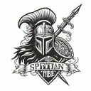 spartan helmet, shield and two spears. under the tattoo its written tribe tattoo design idea