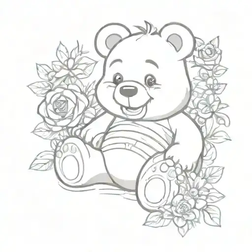 sleepy care bear tattoo design idea