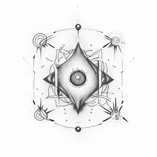 atom and fire and space tattoo design idea