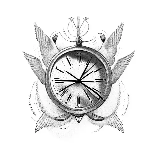 clock with. a dove tattoo design idea