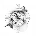 clock with. a dove tattoo design idea
