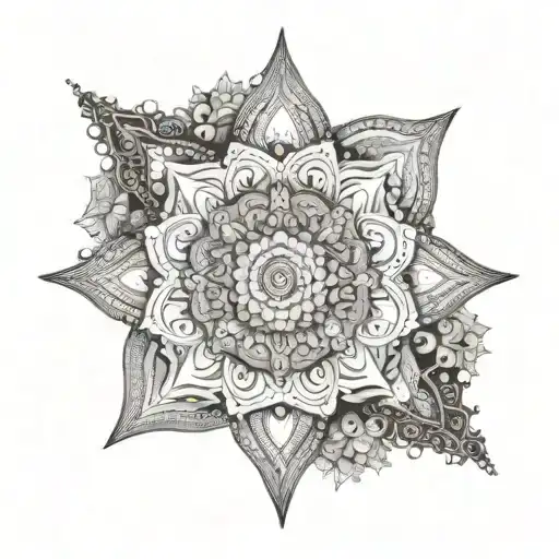 A mandala design with elements representing meditation and tranquility, Hoponopono and chakras tattoo design idea