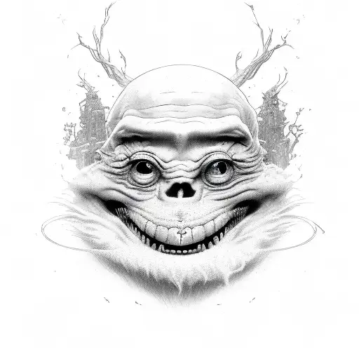 ugly witch face tattoo design idea