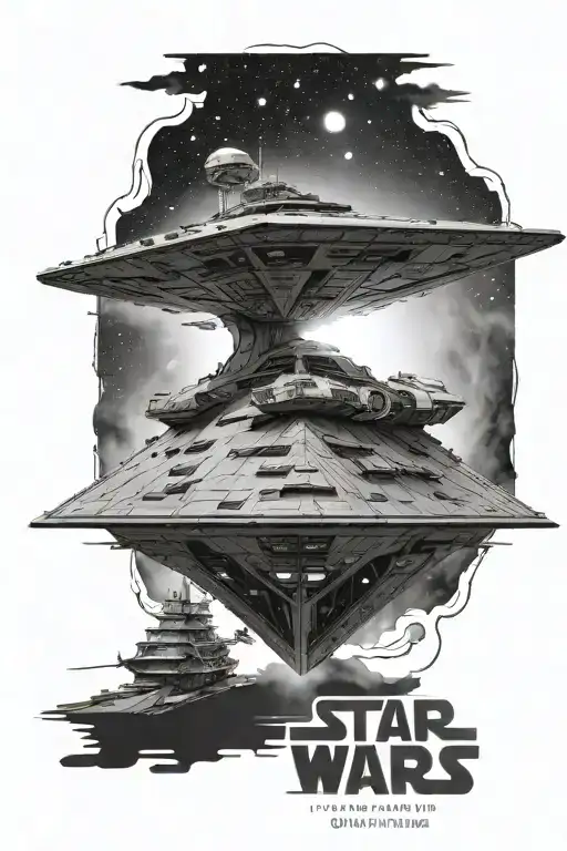 star wars imperial star destroyer in the galaxy tattoo design idea