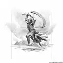 Gladiator in a thunderstorm  tattoo design idea