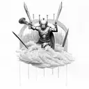 Gladiator in a thunderstorm  tattoo design idea