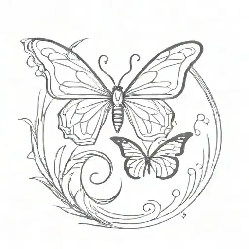 Yin yang fire butterfly and water butterfly  tattoo design idea