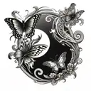 Yin yang fire butterfly and water butterfly  tattoo design idea