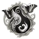Yin yang fire butterfly and water butterfly  tattoo design idea