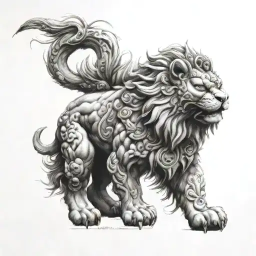 tibetan snow lion tattoo design idea