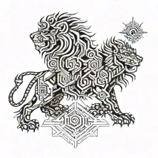 tibetan snow lion tattoo design idea