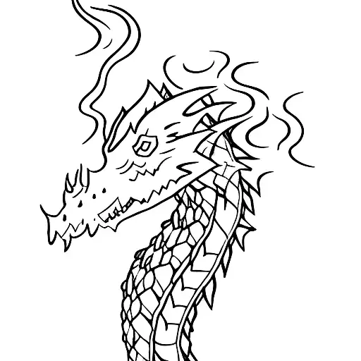 A minimalist tattoo of a snow-covered mountain peak with a serene dragon resting on top tattoo design idea