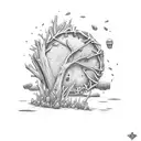 driftwood with the words "Look what we did" as the grain tattoo design idea