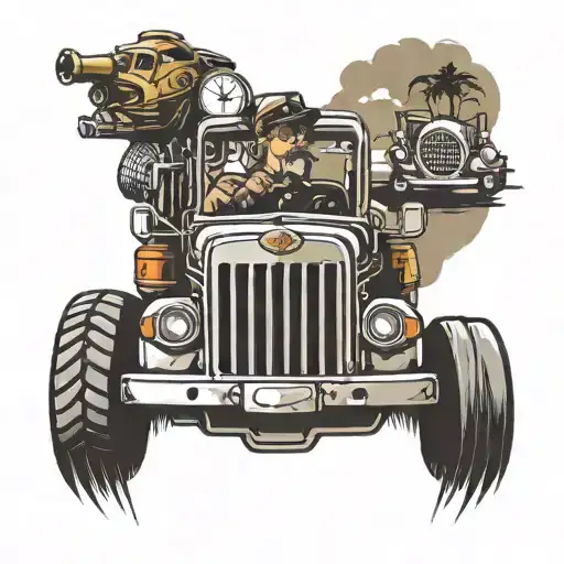 world road  truck driver tattoo design idea