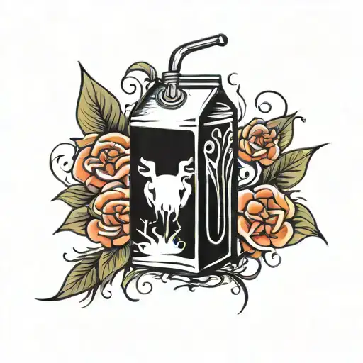 milk carton tattoo design idea