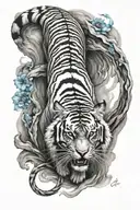 aquarius tiger walking tattoo design idea