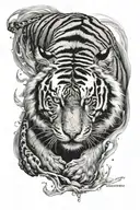 aquarius tiger walking tattoo design idea