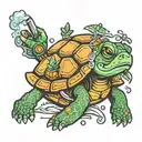 crush the turtle from Nemo smoking weed tattoo design idea