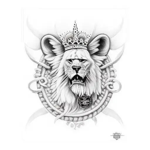 leon con corona tattoo design idea