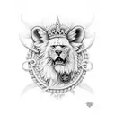 leon con corona tattoo design idea