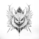 Dragon+eagle+wolf+owl+lightnight tattoo design idea