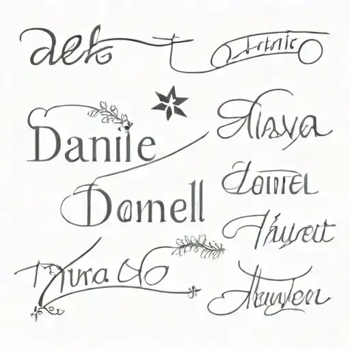 names of  Daniel, Alejandra, Martina and Ivan  tattoo design idea