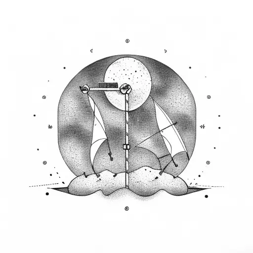 scale weight machine with wind and moon tattoo design idea