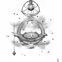 scale weight machine with wind and moon tattoo design idea