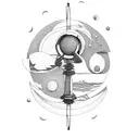 scale weight machine with wind and moon tattoo design idea