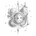 scale weight machine with wind and moon tattoo design idea