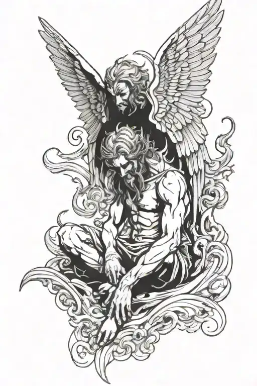 fallen angel Lucifer tattoo design idea