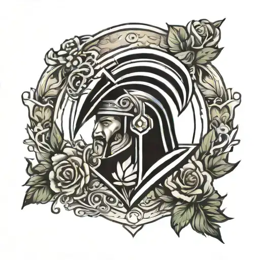 spartan guarding heart  tattoo design idea
