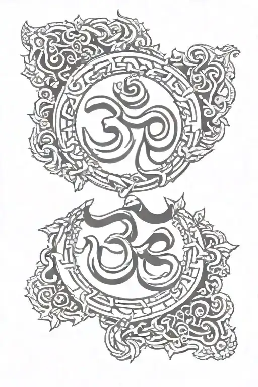 om and Trishul  tattoo design idea