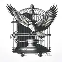 The bird has escaped from the cage and now it's free to fly. tattoo design idea