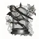 The bird has escaped from the cage and now it's free to fly. tattoo design idea