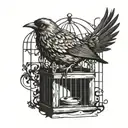 The bird has escaped from the cage and now it's free to fly. tattoo design idea