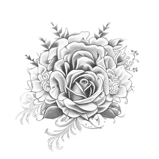 darkside floral with many flowers tattoo design idea