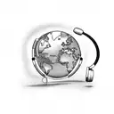 A pair of headphones forming a world globe tattoo design idea