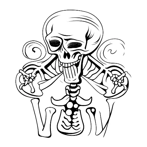 Skeleton, Golf Swing, Flowered Shirt tattoo design idea