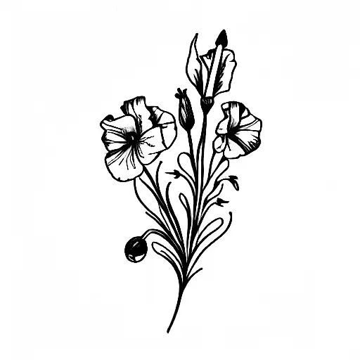 poppy, gladiolus, daisy tattoo design idea