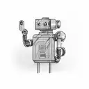 A robot arm holding a wrench, symbolizing the union of technology and industry tattoo design idea