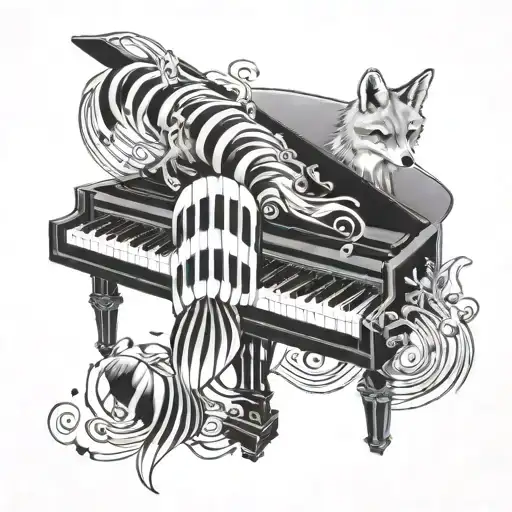 A piano keys intertwined with fox tails creating a unique pattern tattoo design idea