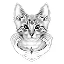 cat, angel wings, galaxy, crystals tattoo design idea