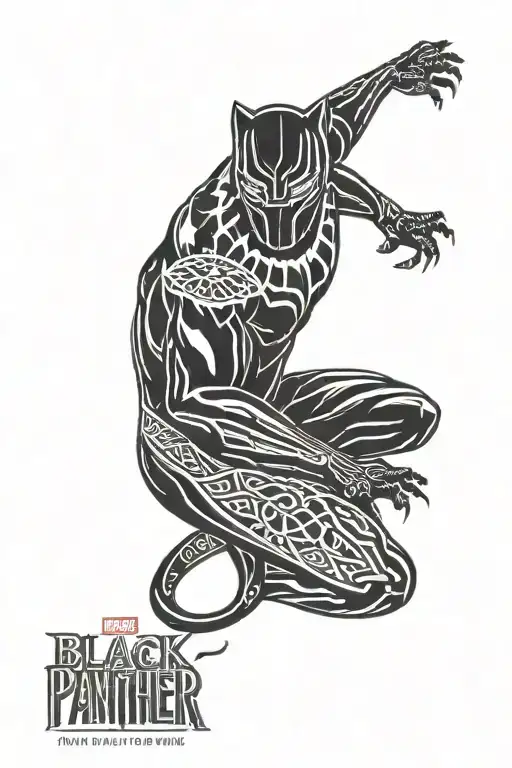 black Panther with J&T molded in the body shape inside tattoo design idea